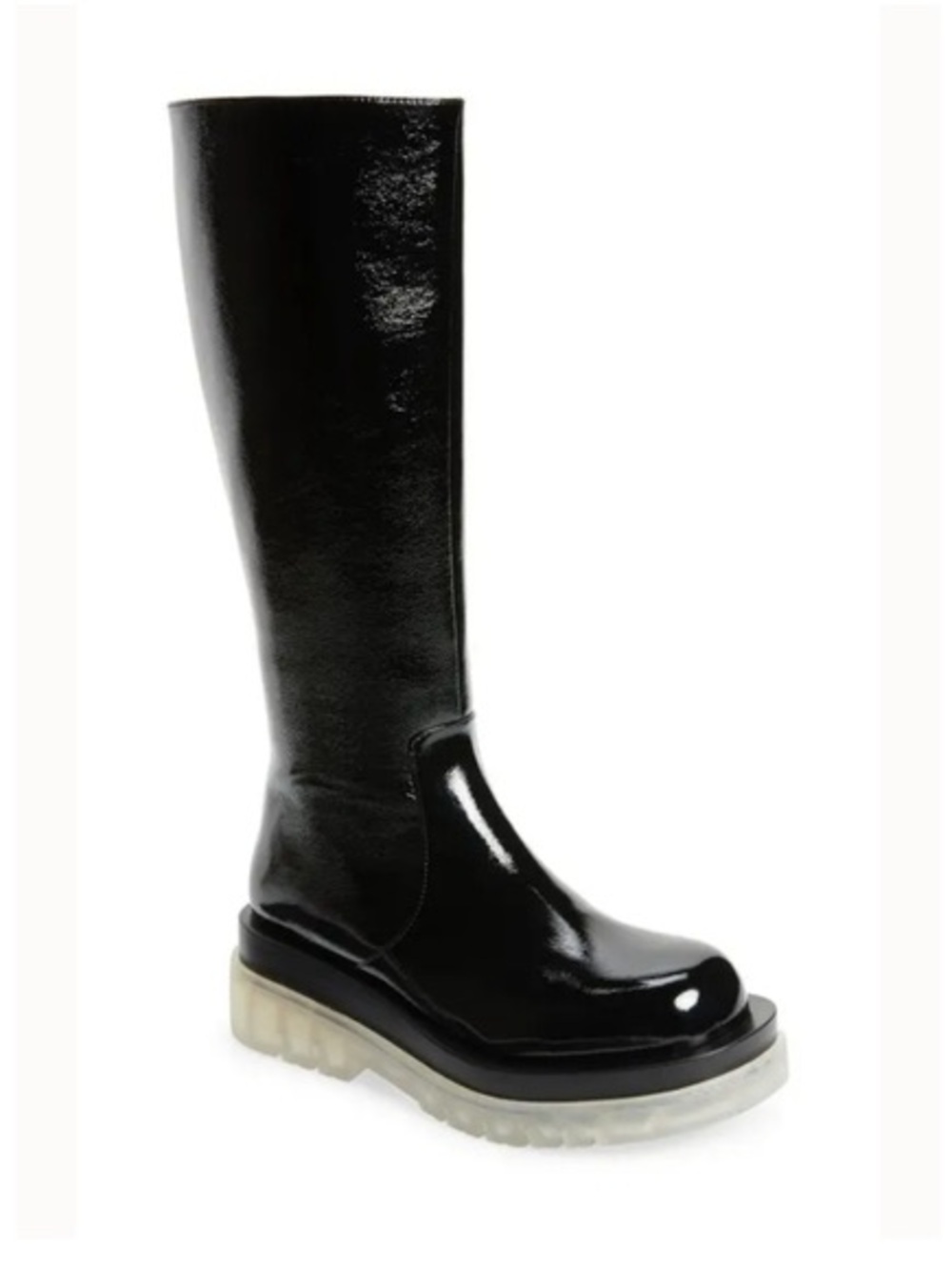 ❤️Jeffrey Campbell Black Patent Leather Tanked Knee High Boots 8.5